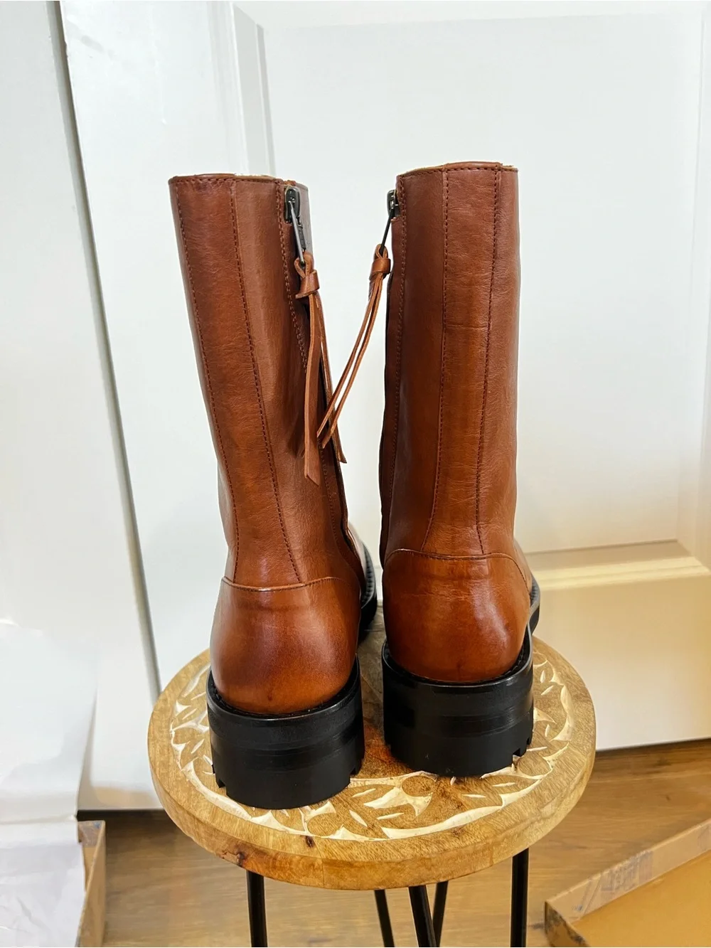 NIB Free people Bailey Brown Leather Mid-Calf Boots